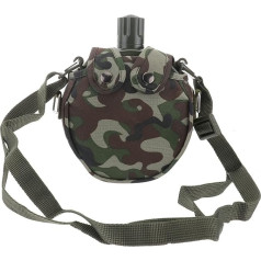 Angoily Military Canteen Stainless Steel Water Bottle Star Pattern with Camouflage Cover for Camping Hiking 550ml (Green)