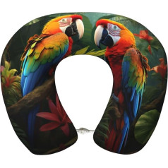 jingong Toucans Reisekissen mit Papageienpalmenblättern, ultimativer Komfort, Linderung von Nackenschmerzen, Memory-Schaum, Reisen