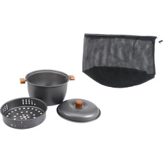 Milageto Camping Stockpot with Steamer Cookware Crockery with Lid Utensils Cooking Pot for Hiking Camping Fishing Outdoor Sports