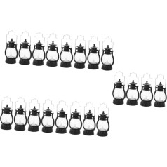 Garneck Pack of 20 Retro LED Lanterns Home LED Petroleum Lamp Petroleum Lantern Oil Burning Lantern Vintage Camping Lantern Miniature Kerosene Lantern Decorative Haunted House Light Black ABS