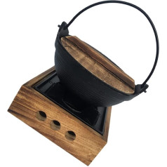 CRAFTHROU Sukiyaki alter Shabu-Topf Outdoor-Picknick-Kochgeschirr japanischer Topf Auflauf Kochgeschirr pfannensets pfannkuchenwender Hochtemperaturtopf kleine gusseiserne Töpfe Holz + Eisen