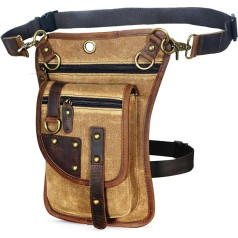Men's Canvas + Leather Motorcycle Riding Bag Leg Bag Leg Bag Outer Leg Bag Hip Bag Drop Leg Bag FB2141