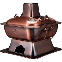 Chinese Copper Pan Kitchen Utensils Charcoal Heated Serving Pot Soup Kettle Cookware Outdoor Picnic Stove Cooking Pot Shabu Shabu Pot for Restaurant Party Ha