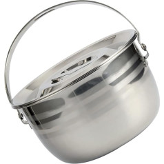 Veemoon 1 x Camping Pot, Portable Cooking Pot, Camping Cooking Pot with Lid, Camp Cookware Pot, Portable Storage Oven, Camp Cooking Pot, Juice, Travel, Stew, Casserole, 201 Stainless Steel