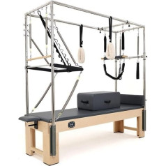 Foldable Pilates Reformer with Springboard Gym Reformer Pilates Machine for Home Workouts Includes 5 High Strength Alloy Springs and Square Box