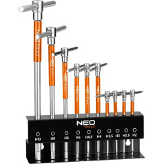 Neo Tools Atslēgas ar tapskrūvēm. 10 komplekti ar statīvu 2 - 10 mm