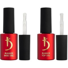 K Professional Nail Gel Polish - Rubber Base & Top Coat - Nail Polish Manicure Kit - Shine & Durable - Suitable for Beginners & Professionals - High Gloss - Healthy Nails - 2 x 7 ml - Nail Extension