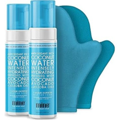 MineTan Coconut Self-Tanning Kit with 2 Self Tanning Foams Applicator Gloves and Exfoliating Gloves for Flawless, Dark Bronze Results