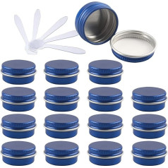ZEOABSY Pack of 96 Aluminium Empty Tins with Screw Lid, Round Aluminium Jar, Cream Jar, Screw Tins for Cosmetics, Candles, Ointments, blue