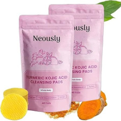 Neously Kojic Acid Pads - 40 Turmeric Kojic Acid Pads, Turmeric Kojic Acid Cleansing Pads, Turmeric Kojic Acid Cleansing Pads, Exfoliating Kojic Acid & Turmeric Peeling Pads for Face (2 Pack, 1)