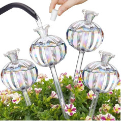 NiHome Watering Globes for Plants 4 Pack Iridescent Glass Cactus Self Watering Ball Glass Watering for Potted Plants 140ml Capacity Automatic Mini Watering System