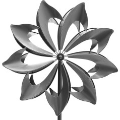 HAFIX Windmill Windjasmine 3D Look Diameter 58 cm Metal Wind Chime for the Garden Windmill with Height Adjustment Decorative Unique Eye-Catcher Weatherproof and UV-Resistant Decorative Anthracite