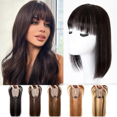 Originea Real Hair Topper for Women, Thinning Hair, 130% Density, Clip-In Topper, Real Hair Extensions, 8 x 10 cm, Handmade Toupee with Lace Front (35 cm - 39 g, #1B Natural Black)