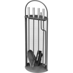 raik Fireplace Companion Set Anthracite - 4-Piece Oven Accessories with Stainless Steel Handles - Shovel, Broom, Fireplace Tongs, Poker - Fireplace Accessories Fireplace Stove Wood Stove Fireplace