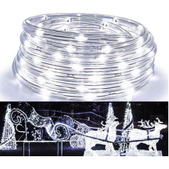 Herrselsam Outdoor Light Tube 10 m 240 LEDs Light Tube White 8 Modes Waterproof Fairy Lights with Memory Function Power Operated for Garden Party Christmas Wedding