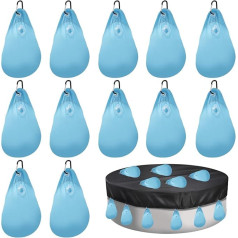 Pack of 12 Pool Cover Weights Water Bag, 34 x 23 cm Pool Weight Bag, Water Bag for Pool Cover, Winter Pool Tarpaulin Weighted Bag with Hooks, Thickened Hanging Bag
