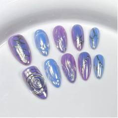 Nail Tips, False Nails, Tips Art, Press On Nails Aurora Almond Handmade Press On Nails Full Cover Bowknot Design French Fake Nail Artificial Manicure Nails (4 Size M)