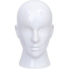 YYQXZG White Glossy Professional Bald Mannequin Head Male Adult Bald Head Display for Glasses, Hat, Game Console, Wigs, Headphones (Bright White)