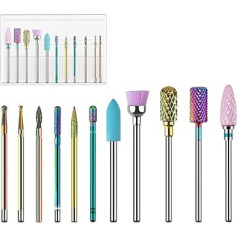 Madenia Nail Cutter Bits, 11 Pieces Nail Cutter Carbide Attachment, Nail Cutter Attachments for Gel Nails, Acrylic Cuticles and Natural Nails Manicure Pedicure Nail Care