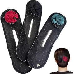 Bun Crown Shaper Hair Bun Maker 3 Pieces Flower Design Polka Dot Bun Maker Exquisite Bun Maker for Long Hair Women Mesh Hairstyles Accessories Accessories