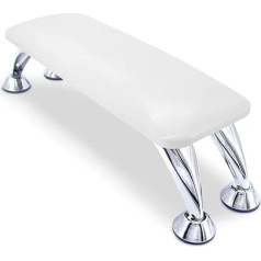 Ultra Large Nail Armrest with Stainless Steel Base, Professional Microfiber Leather Manicure Hand Rest Nail Armrest Stand Nail Technician Salon White