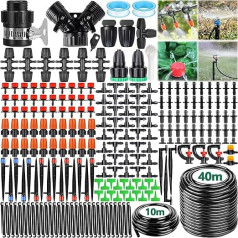 VIPNAJI 322 Pieces Irrigation System, 40 m + 10 m Irrigation Kits Micro Automatic Watering Kit Greenhouse, Drip Irrigation Irrigation System Garden Greenhouse Plants