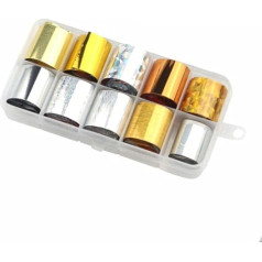 41 Types Charm Nail Foil Polish Sticker Metal Colour Star Paper Transfer Foil Wraps Adhesive Decals Nail Art Decorations C160 Gold Silver