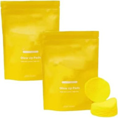 Glow Wash Turmeric Face Wash with Brush & Turmeric Cleansing Pads, Turmeric & Kojic Acid Glow Wash, Reduces Blemishes & Dark Areas, Turmeric Foaming Cleanser for All Skin Types (1, Pads-2 Box)
