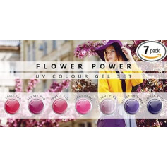 N&BF 7-Piece Colour Gel Set Flower Power 7 x 5 ml UV Colour Gel Economy Set Colour Gel in Seven Floral Pink & Purple Tones Made in EU Economy Pack for Gel Nails and Nail Art Design Professional Nail