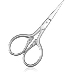 Small Nose Hair Scissors, Facial Hair Mini Fur Scissors for Men Women, Stainless Steel Trimming Lace Scissors for Eyebrows, for Facial Hair, Eyebrows, Eyelashes, Beard, Moustache, 3.5 Inch