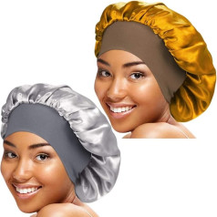 Pack of 2 Wide Band Satin Cap Sleep Cap Soft Night Sleep Cap for Women