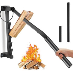 Manual Firewood Log Splitter - Wall Mount Firewood Splitter with 2 Removable Handles, Manual Firewood Splitting Tool for Camping, Home, Garden, Fireplace, Indoor and Outdoor Use