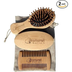 Premium Men's Beard Grooming Set 2 Brushes and Comb with Hessian Bag Eco Friendly
