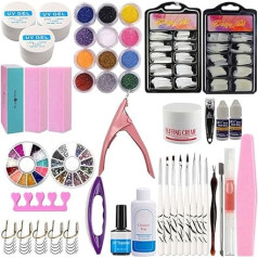 Warm Girl UV Builder Gel Nail Set 3 Colours Gel Builder for Nails Kit Nail Strength Gel Clear Pink White Hard 12 Pieces Glitter Powder 200 Pieces Nail Tips Nail Art Manicure Set 14 ml