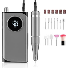 Electric Nail Cutter for Gel Nails Professional, 40000 rpm Electric Nail File Cutter Nails Milling Machine for Acrylic Nails Home and Salon Use, LED Display (Grey)