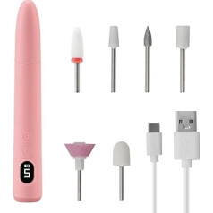 Yolispa Electric Nail Drill, Manicure Pedicure Professional Nail Drill Set with 12 Drills and 30 Sanding Bands, Electric Nail Files for Acrylic and Gel Nails, for Home Nail Salon,