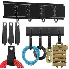 Volitaous 1 x Garage Organization Hanger Yard Tool Rack Garage Garden Tool with 4 Hooks and 3 Storage Straps 17