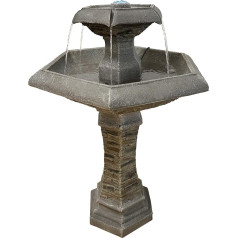 Köhko® Hexagon Elegance Garden Fountain with LED Lighting, Waterfall, Bird Bath, Garden Decoration, Fountain