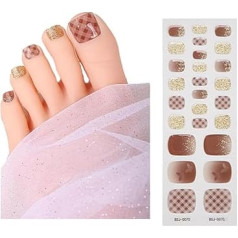 Zehennagel-Politurstreifen, glitzernde Gel-Zehennagelaufkleber, volle Wraps, halbgehärtete Gel-Zehennagelstreifen für Damen, Mädchen, Kinder