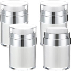Pack of 4 Empty Airless Pump Jars Acrylic Airless Cosmetic Container Portable Refillable Travel Size Cream Jar Vacuum Bottle Lotion Jar with Pump Lid for Skin Care Cream, White (100 ml)