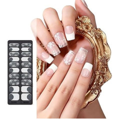Pack of 20 Semi-Hardened Gel Nail Strips with Soft Shiny Gel Finish, Durable Nail Foils, Gel Nail Stickers in Salon Quality