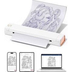 Phomemo M08F Tattoo Printer, Tattoo Stencil Printer A4 Thermal Printer Tattoo Compatible with Smartphone & PC, Tattoo Printer for Beginners, Artists with 10 Tattoo Transfer Paper, White