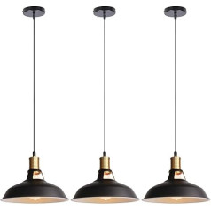 iDEGU Pendant Light Industrial Retro Chandelier Pendant Light Metal 27cm Vintage Ceiling Light E27 for Dining Room Living Room Bedroom Restaurant Cafe (Black+White)