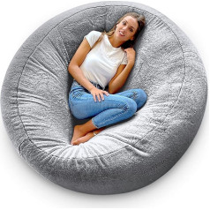 Aiire Giant Bean Bag Rabbit Fur 150 cm - Bean Bag Chair XXL Fluffy with Filling for Decoration, Boys and Children - Coarse Floor Cushion, Chill Chair for Cuddly Corner - Relaxo Bean Bags Adults