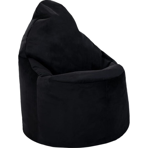 Loft 25 Capriccio Velvet Bean Bag Chair, Premium Velvet Bean Bag for Indoor Use for Home and Living Room, Ergonomic Design for Body Support (Bean Bag, Black)