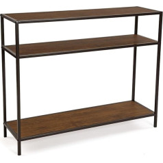 Versa Berlin Narrow Furniture for Entrance or Hallway, Modern Console Table with Lower Shelf, Dimensions (H x L x W), Wood and Metal, Colour: Brown and Black