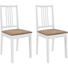 Vidaxl Dining Room Chairs, Set of 2, Dining Room Chairs with Padding Backrest, Dining Chair, Kitchen Chair, Wooden Frame, Dining Room Kitchen, Modern, White Solid Wood