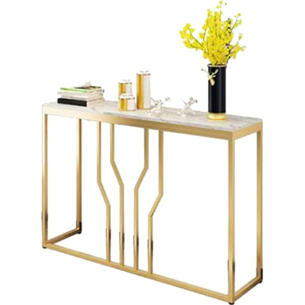 Generisch Moderner Marmor-Konsolentisch mit Ablagen, 80 cm, Sofatisch für Wohnzimmer, Korridor, Flur, elegantes Gold-Finish