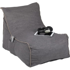 Relaxdays Bean Bag with Backrest, XXL Floor Cushion, Adults, Soft, Indoor, Foam Filling, Giant Bean Bag, Grey, Pack of 1