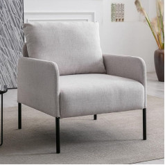 Chairus 1-Seater Fabric Sofa with Armrests, Modern Linen Double Sofa, Upholstered Chair Couch for Living Room, Bedroom (Beige #1)